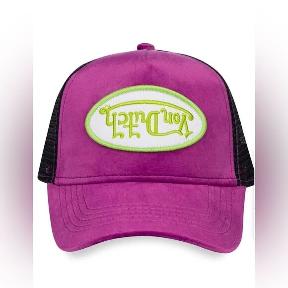 Von Dutch Other - NWT VON DUTCH PURPLE LIME VELVET CRUSH TRUCKER HAT